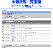 パソコン専用の安否状況一覧画面