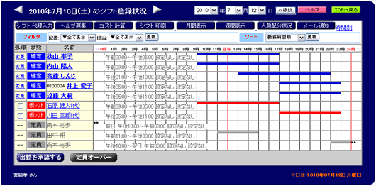 シフト登録画面