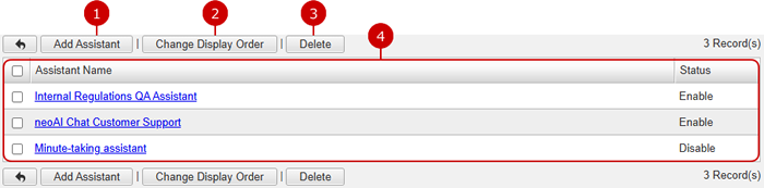 AI Assistant Integration Settings list screen