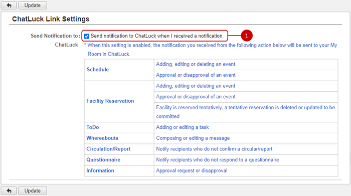 ChatLuck Link Settings Screen