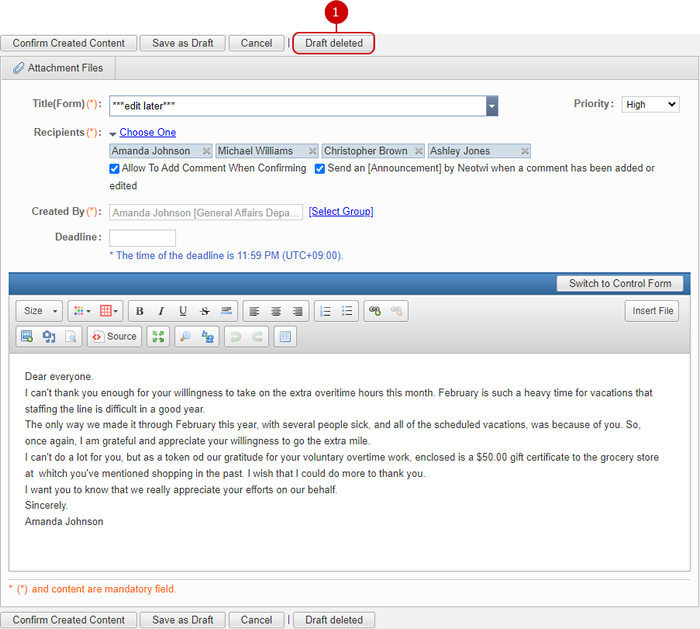 To Create a Circular/Report from Draft