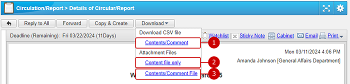 Circular/Report Download Menu