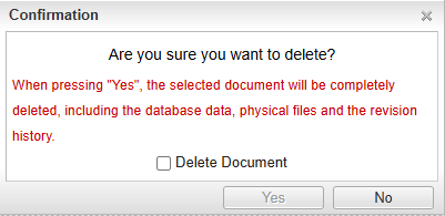 Document Delete Confirmation Window