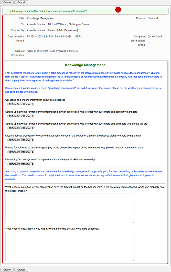 questionnaire for managers