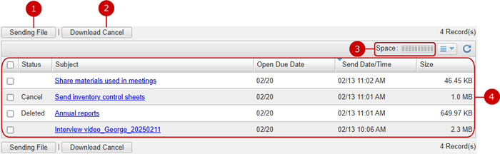 Display the Send History list