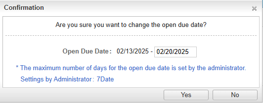 Open Due Date Update Dialog
