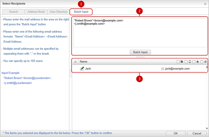 Select Recipients (Batch Input)