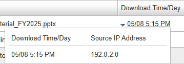 Download Time/Day Pop-up