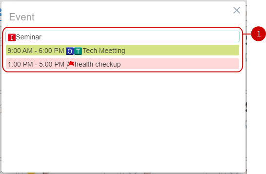 Events List Dialog