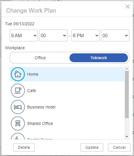 Update Work Plan Dialog
