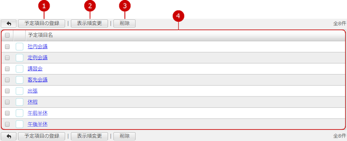 予定項目を設定する