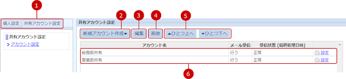 共有アカウントを設定する