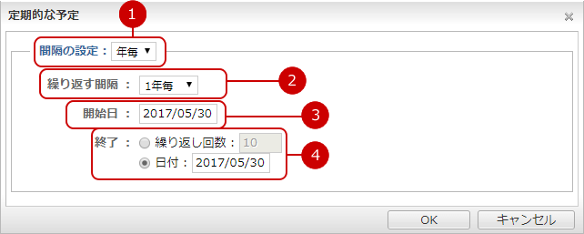 年間隔で設定する