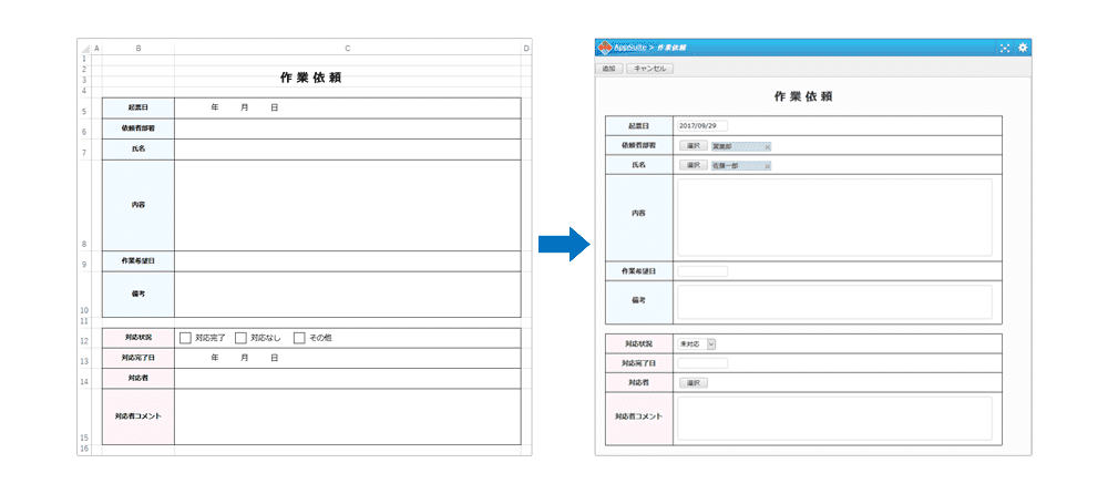 紙の申請用紙をシステム化