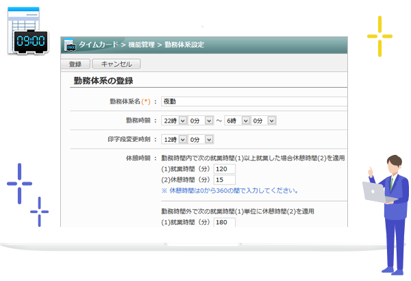 ｢出社｣｢外出｣｢戻り｣｢退社｣などの打刻データを記録・集計