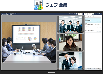 設備予約と連携し、ウェブ会議を予約・開催できる