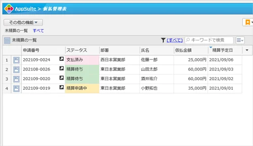 AppSuiteにデータが蓄積
