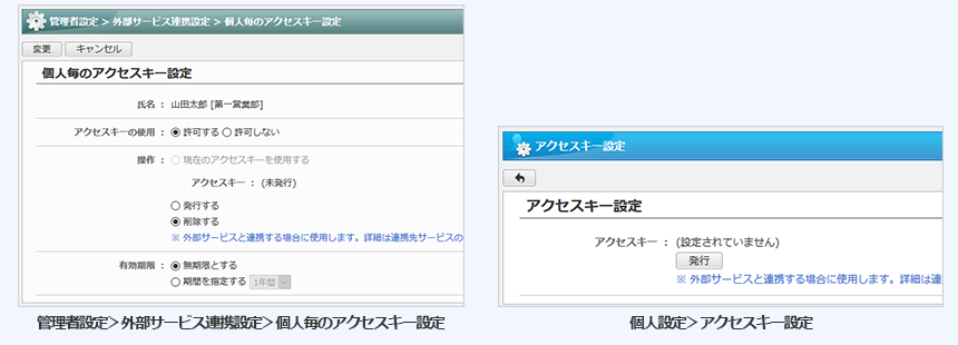 個人毎にアクセスキーの使用許可の設定やアクセスキーの発行