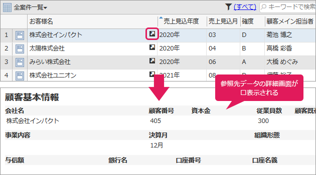 参照先データの詳細を確認