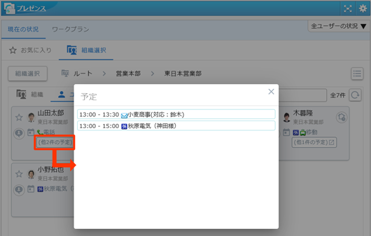 省略された予定の全件表示