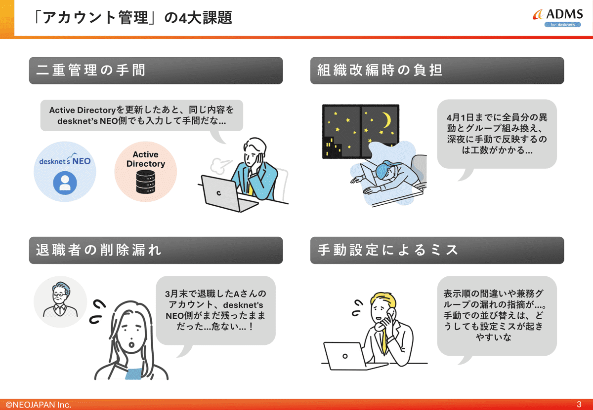 デスクネッツ ネオで業務改善　情報共有のお悩み編 4、5ページ目