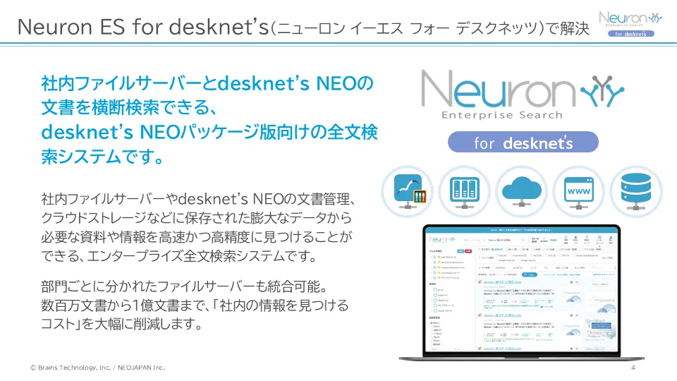 欲しい情報が簡単に見つかる 企業内検索エンジン Neuron ES 4、5ページ目