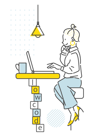 ローコードツールを使用する女性