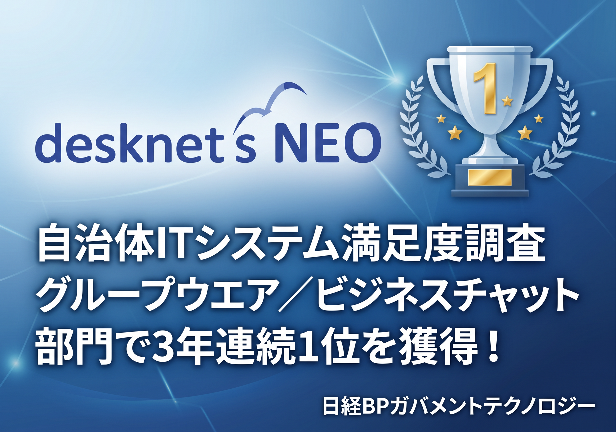 自治体ITシステム満足度調査 グループウエア／ビジネスチャット部門で3年連続1位を獲得！