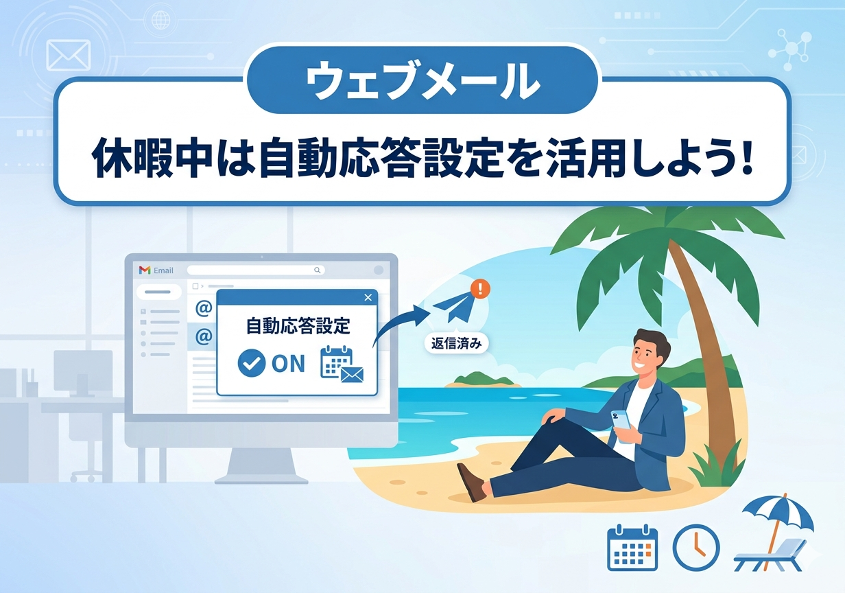 【ウェブメール】休暇中は自動応答設定を活用しよう！