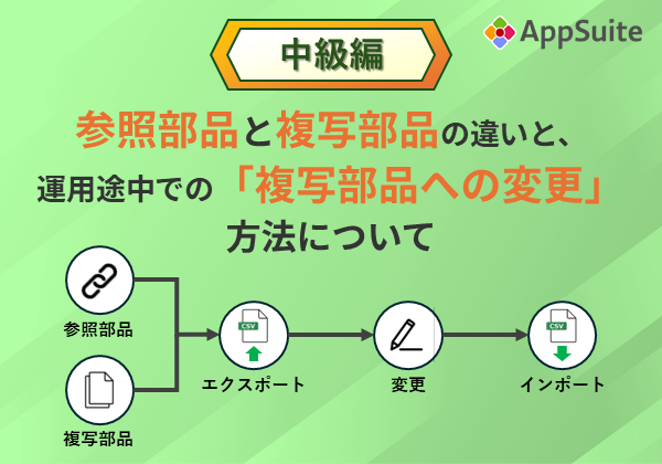 中級編：参照部品と複写部品の違いと、運用途中での「複写部品への変更」方法について