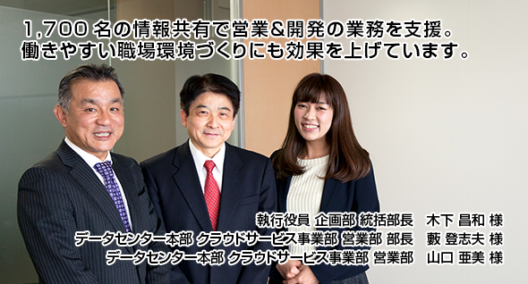 1,700名の情報共有で営業＆開発の業務を支援。働きやすい職場環境づくりにも効果を上げています。