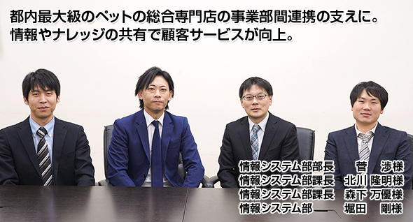 都内最大級のペットの総合専門店の事業部間連携の支えに。情報やナレッジの共有で顧客サービスが向上。