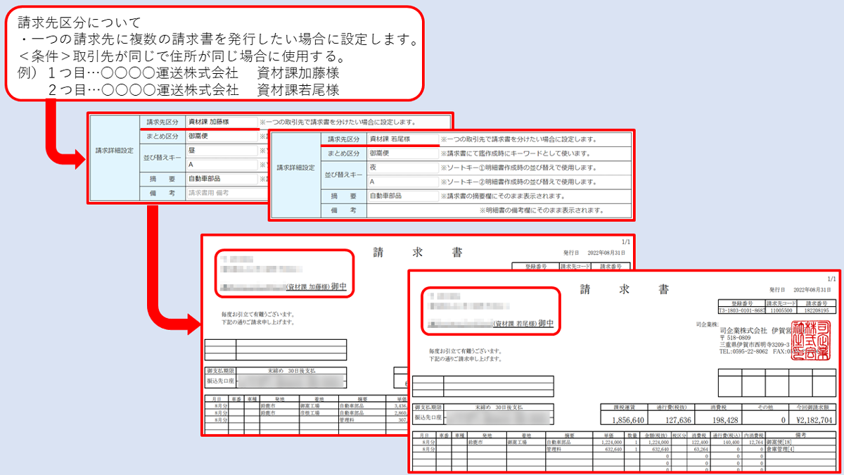 請求先区分についてのマニュアル