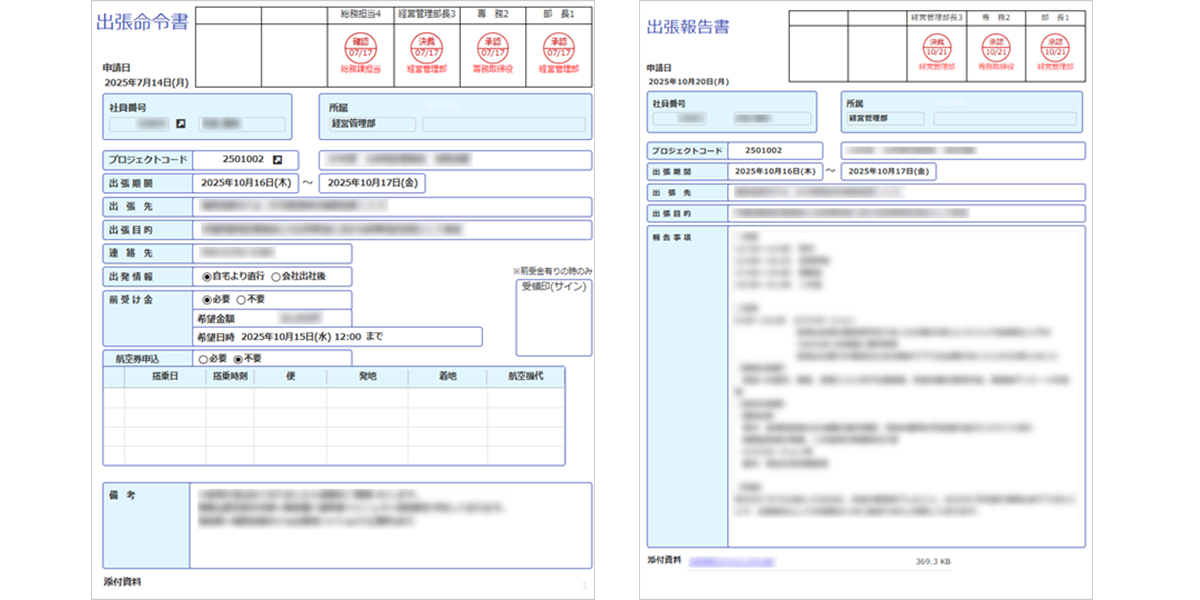 アイテップ様：出張命令書、出張報告書