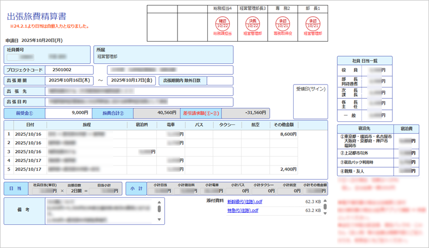 アイテップ様：出張旅費精算書
