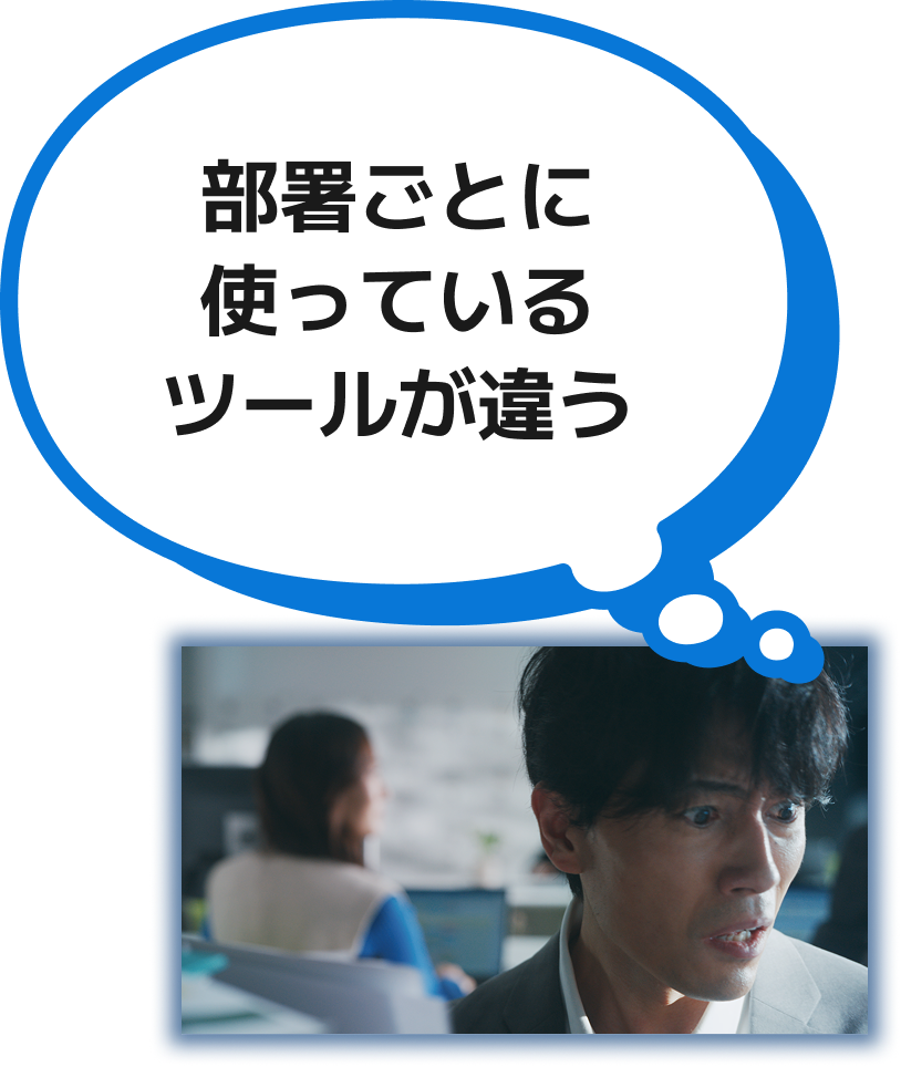 部署ごとに使っているツールが違う