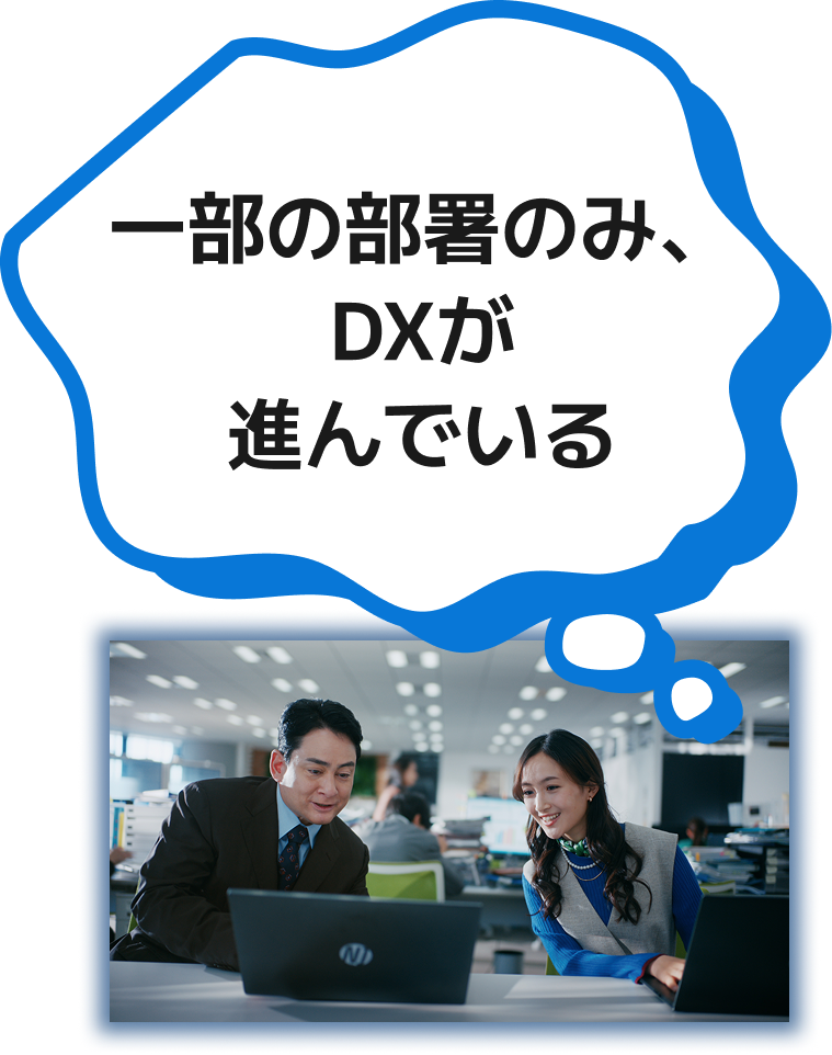 一部の部署のみ、DXが進んでいる