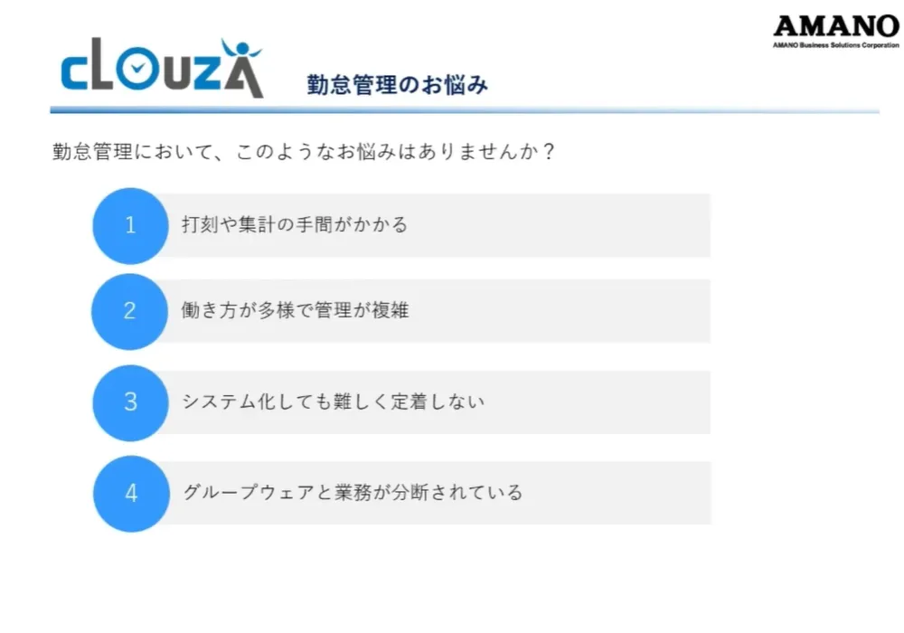 はじめての勤怠管理クラウド「CLOUZA」導入・活用セミナー 3ページ目