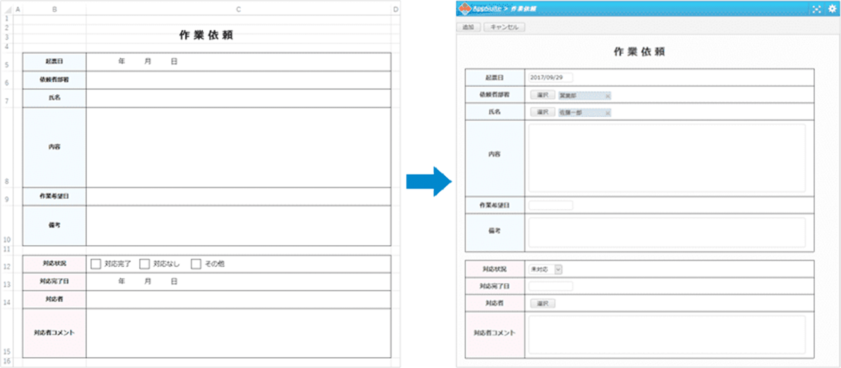 紙の申請用紙をシステム化